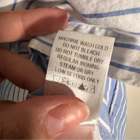 Monse Blue and White Cotton Sleeveless Mixed Stripe Shirt Button Down Size 0 - Picture 14 of 16